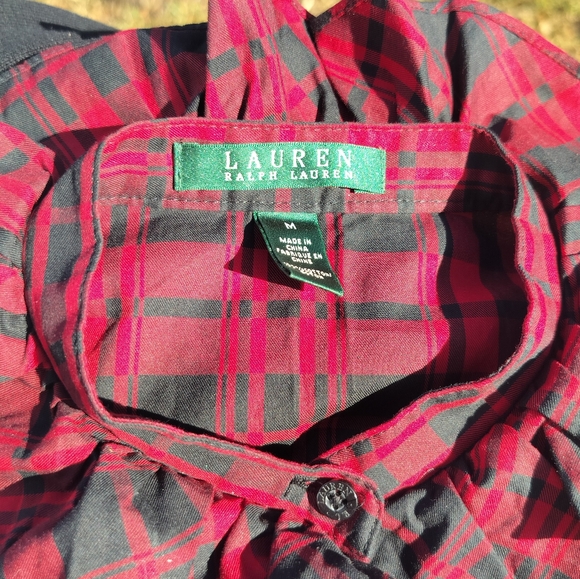 Ralph Lauren 90s vintage plaid ruffled top blouse S/M - Picture 5 of 11
